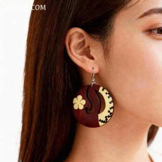 New Design Painting Wood Earrings Handmade in Bali